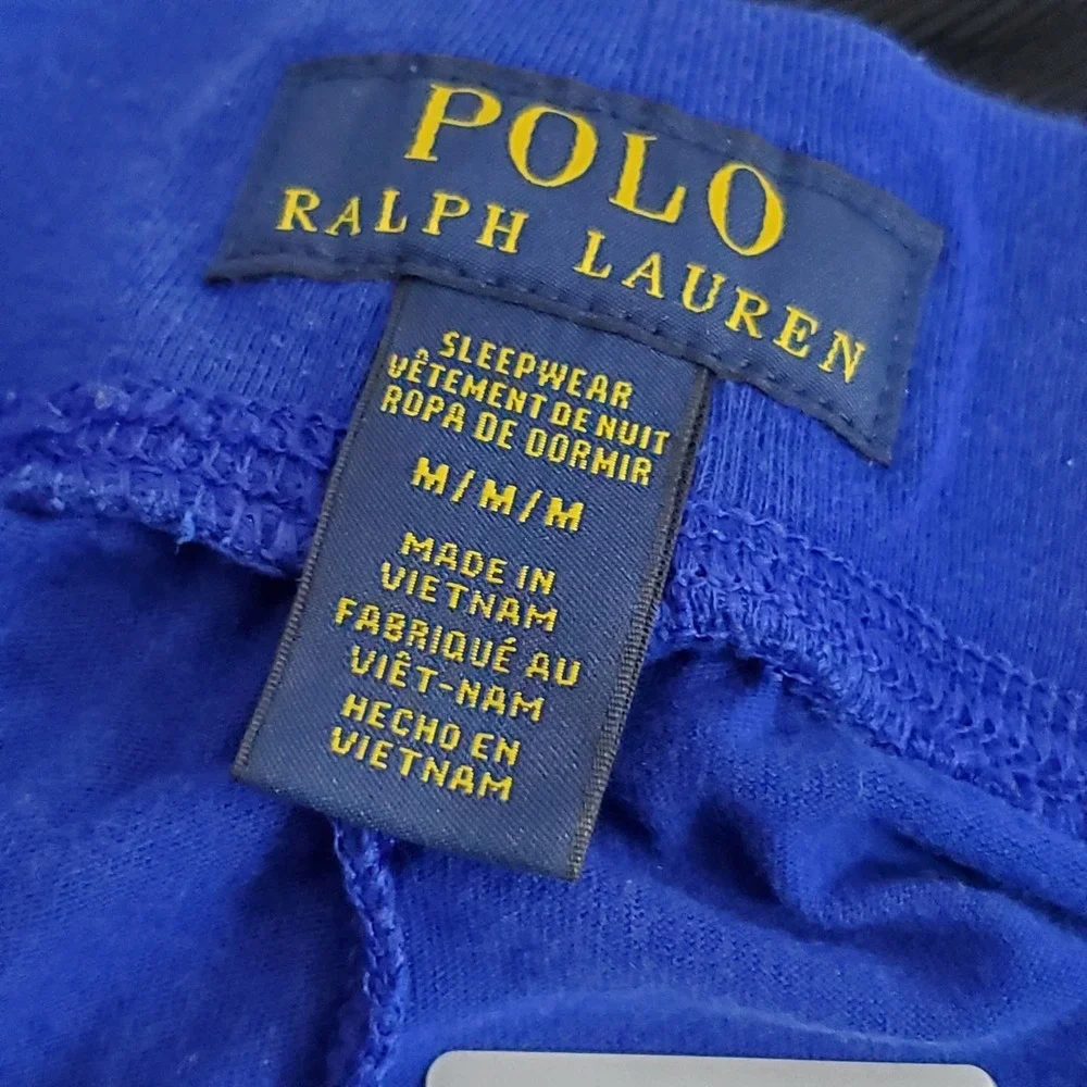 Polo Ralph Lauren Men Sleepwear M Blue Pajama Pants Joggers Logo 26